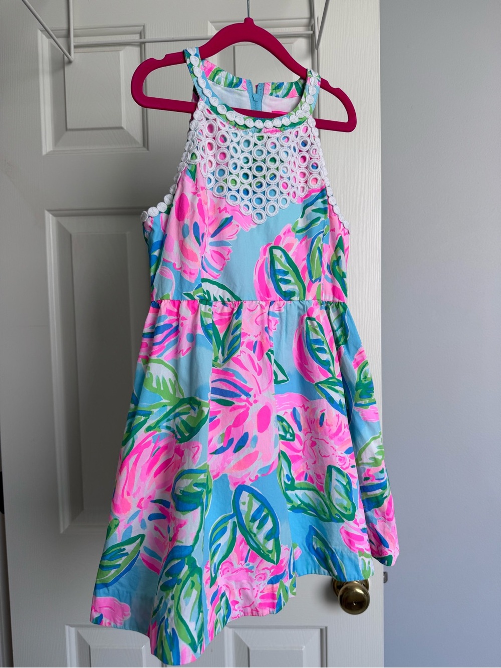 Lilly Pulitzer Girls' Halter Floral Dress - Blue, Pink & Green - Excellent con